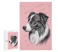 Border Collie Portrait 1000 Piece Wooden Jigsaw Puzzle for Adults - Stunning Dog Artwork, Fun and Challenging Puzzle, for Dog Lovers and Border Collie Owners