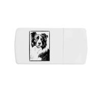 'Border Collie Portrait with Frame' Pill Box with Tablet Splitter (PI00035034)