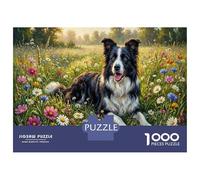 Border Collie Premium 1000 Pieces Thick Cardboard Puzzle Colorful Daisies for Older Children 12+ Anxiety Relief Indoor Activity 70x50cm/1000pcs