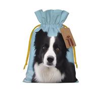 Border Collie Printed Christmas Drawstring Gift Bags-Xmas Wrapping Bags,Candy Bag,For Holiday Party Decorations,Wedding Party Supplies S Yellow Christmas Ribbon