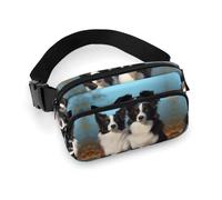 Border Collie Printed Fanny Pack Fanny Packs for Women Men,Crossbody Bag Large Chest Bag with Adjustable Strap for Outdoors Workout Traveling Casual Running, Border Collie, 20x13cm