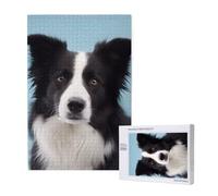 Border Collie Printed Jigsaw Puzzle with Storage Box, Wooden Puzzle for Adults and Kids, 1000 Pieces Family Fun Decorative Game