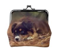 Border Collie Puppy Bokeh Brown Border Collie, PU Leather Coin Purse, Small Wallets, Change Pouch with Kiss Lock Clasp Buckle, Change Purse