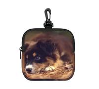 Border Collie Puppy Bokeh Brown Border Collie, Square Zipper Storage Bag, Neoprene Coin Purse, Small Wallets, Change Pouch, Change Purse