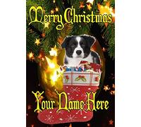 Border Collie Puppy Dog Stocking nxc41 Merry Christmas Xmas Card A5 Personalised Greeting Cards Posted by US Gifts for All 2016 from Derbyshire UK