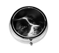 Border Collie Puppy DogMeta Pill Box 3 Compartment Medicine Case,Portable Organizer