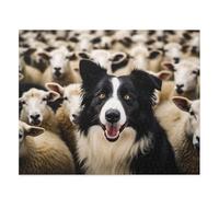 Border Collie Puppy Jigsaw Puzzle for Adults Sheep Life Border Collie Surrounded by Herding Sheep Wooden Puzzles Developing Intelligence Games Preschool Toys Kids Gifts_1000pcs