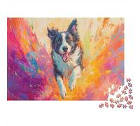 Border Collie Puzzle 1000 Pieces for Adults Kids Jigsaw Puzzles Color Collision Impossible Puzzle Educational Games Gifts 1000pcs (75x50cm)