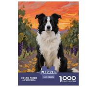Border Collie Puzzles 1000 Pieces for Adults Beautiful Decoration Puzzle Pet Dog Challenging Puzzles Gifts for Men38x26cm/1000pcs