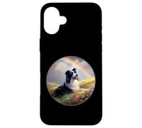 Border Collie Rainbow Bridge Colorful Dog Memorial Painting Case for iPhone 16 Plus