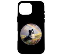 Border Collie Rainbow Bridge Colorful Dog Memorial Painting Case for iPhone 16 Pro Max