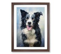 Border Collie Realism Framed Print | A2 Walnut Framed Wall Art | Ready to Hang | Modern Nature Picture | Living Room Bedroom Lounge Office