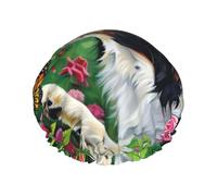 Border Collie Reusable shower cap - double-layer waterproof, elastic, environmentally friendly daily use shower cap