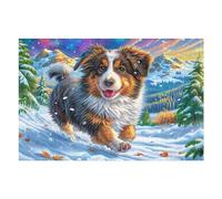 Border Collie River Water 1000 Piece Jigsaw Puzzle for Adults Snow Day Activity Indoor Fun No Dust Pieces Great Gift for Neighbors 1000 PCS