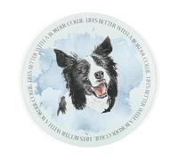 Border Collie Round Glass Worktop Saver - Life's Better with a Dog Gift - Textured Kitchen Chopping/Cutting Board Worktop Protector with Non-Slip Feet 30cm x 30cm (12" x 12")