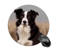 Border Collie Round Mouse Pad Smooth Glide Gaming Mousepad Extra Density Portable Comfortable Mouse Mat for Desk, Home, Office 7.8x7.8 Inches