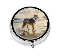 Border Collie Sea Sky DogMeta Pill Box 3 Compartment Medicine Case,Portable Organizer