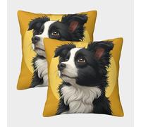 Border Collie Set of 2 Square Cushion Covers with Invisible Zipper Decorative Throw Pillow Cases For Couch Bedroom Sofa Bed On Aesthetic Decorative 40x40cm