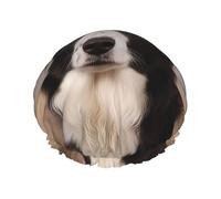 Border Collie Shower Cap for Women Double Layers Thick Hair Caps Reusable Waterproof Bath Caps with Elastic Band Hair Hat Washable Shower Hat for Men Women Spa Salon