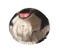 Border Collie Shower Cap For Women Reusable Double Layers Bathing Bath Cap Hair Caps Waterproof Elastic Band Ladies Spa Salon Shower Hat Hair Caps
