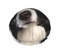 Border Collie Shower Cap Reusable Elastic Bath Caps Waterproof Bath Hair Hat for Women Men Spa Salon Large Shower Bonnet Double Layer Bathing Hair Cap for Long Hair, Braids