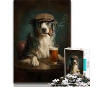 Border Collie Smoking 1000 Piece Jigsaw Puzzles for Adults,Challenging Family Activity Games DIY Toy for Home Wall Decor Gifts (38x26cm)