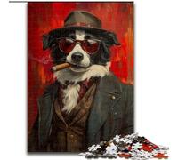 Border Collie Smoking Adult Jigsaw Puzzles 1000 Pieces, Challenging To Complete But Fun And Humorous Birthday Present, Gifts, Wall Art (26x38cm)