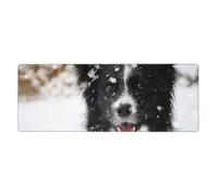 Border Collie Snow Dog,Mouse Pad Large Desk Pad Computer Keyboard Mouse Mat With Non Slip Rubber Base 30 x 80 cm