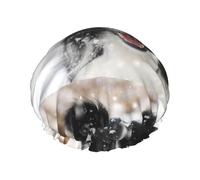Border Collie Snow Dog,Shower Cap Nightcap Double Layer Waterproof Elastic Bath Cap Reusable Hair Cap