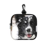 Border Collie Snow Dog, Square Zipper Storage Bag, Neoprene Coin Purse, Small Wallets, Change Pouch, Change Purse