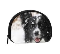 Border Collie Snow Dog, Women's Storage Bag Shell Makeup Bag Small Coin Purse Shell Change Pouch