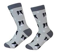 Border Collie Socks -200 Needle Count - Soft Combed Cotton - Unisex, Grey, One Size Fits Most