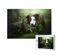 Border Collie Stone Sweet Brown Dogs Pets,1000 Pieces Wooden Jigsaw Family Game Jigsaw Puzzles for Adults Teens Home Decor