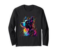 Border Collie t featuring an Artistic Border Collie Long Sleeve T-Shirt