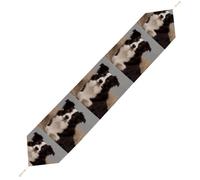 Border Collie Table Runner for Dining Table, Short Plush Runners Washable & Durable Tablerunner Modern Home Decor for Wedding, Kitchen, Holiday 200*33cm