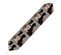 Border Collie Table Runner for Dining Table, Short Plush Runners Washable & Durable Tablerunner Modern Home Decor for Wedding, Kitchen, Holiday 178*33cm