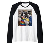 Border Collie Two Moms Life Selfie Mother's Day Mom Pride Raglan Baseball Tee
