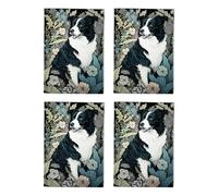 Border Collie Wildflower Art Cards Multipack of 4 Dog Lover Greeting Cards For Any Occasion Blank Inside A6 10 x 15 cm