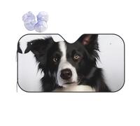 Border Collie Windshield Sun Shade for Car, Heat Reflective Foldable Sun Visor with Suction Cups, UV Block