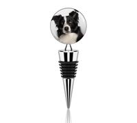Border Collie Wine Stopper Zinc Alloy Beverage Bottle Stopper Reusable Leak Proof Wine Cork Cute Champagne Saver Decorative Bottle Sealer Plug Gift for Men Women
