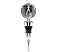 Border Collie Wine Stopper Zinc Alloy Beverage Bottle Stopper Reusable Leak Proof Wine Cork Cute Champagne Saver Decorative Bottle Sealer Plug Gift for Men Women