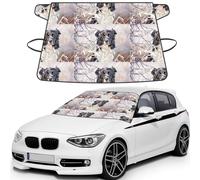 Border Collie Winter Snow White Black Dogs, Car Windshield Cover, Protective Windscreen Cover - Snow Ice Sun UV Dust Water Resistant - Fit for Most Cars