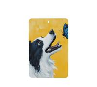 Border Collie With Blue Butterfly Car Air Fresheners 4 Pcs Hanging Scented Cards Fragrance Scented Cards For Car Aromatherapy Tablets