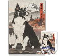 Border Collie Woodblock Jigsaw Puzzles 1000 Pieces Cognitive Development Fun Game Special Thoughtful Celebration Present Size 38x52cm