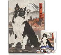 Border Collie Woodblock Jigsaw Puzzles 1000 Pieces Cognitive Development Fun Game Special Thoughtful Celebration Present Size 38x26cm