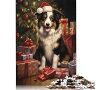 Border Collie Xmas Puzzles 1000 Pieces Wooden Puzzles Puzzle for Adults For Family Fun & Game Night 1000pcs (75x50cm)