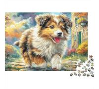 Border Collie1000 Pieces Premium Cardboard Cute Puppy Jigsaw Puzzle Multi Pack Adults Kids Party Game Creative Relaxation 52x38cm/1000pcs