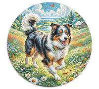 Border CollieJigsaw Puzzles 1000 Pieces for Adults Round Cute PetsCreative Challenge Family Decorations1000pcs (67.5x67.5cm)