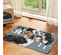 Border Collies Blue,Waterproof Pet Feeding Mat,PU Leather Placemats for Cat Dog Water Bowl,Food Mats,30x45cm
