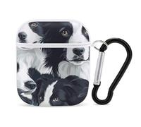 Border Collies Cute Earbuds Case Compatible with Airpods 1/2 Wireless Headphones Cover with Carabiner